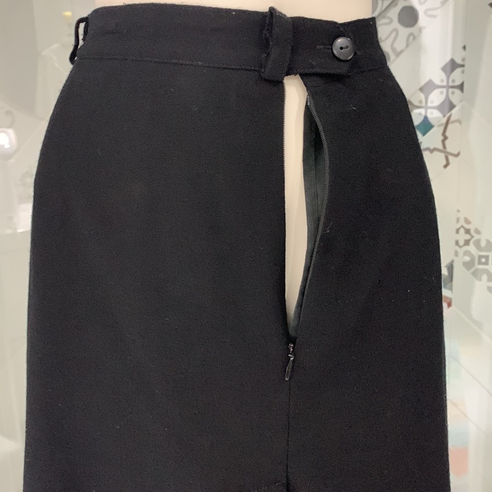 Made in🇨🇦VTG 90’ 💯% Pure Virgin Georgette Wool Black Maxi Slits Skirt - Picture 15 of 16